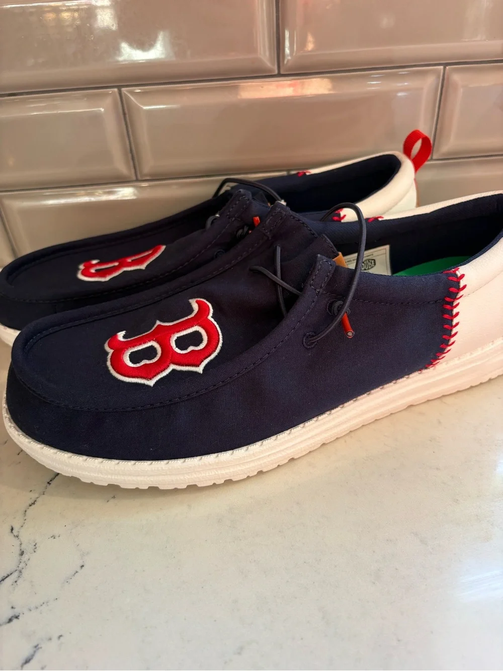 Hey Dude Men's 14 Boston Red Sox Navy Wally Funk MLB Baseball Casual Shoes NEW